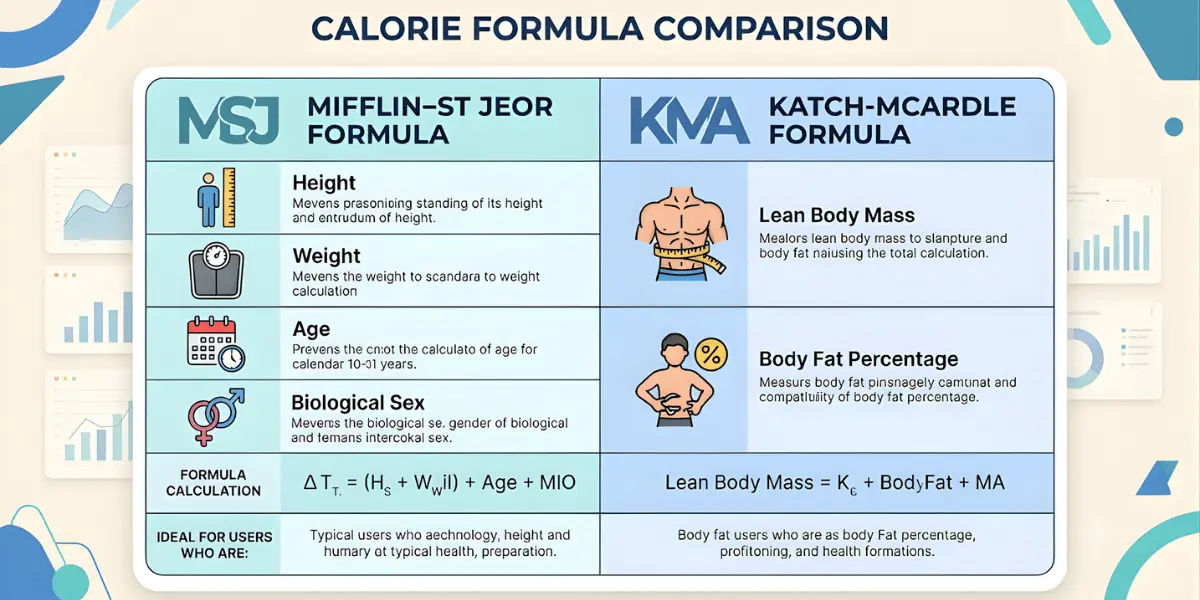Comparing calorie formula outputs side by side